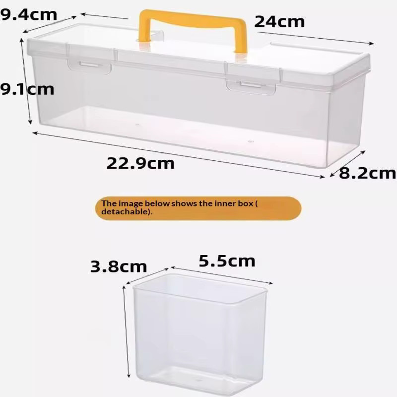 HUXUAN Mehrkammer-Werkzeug-Aufbewahrungsbox aus Kunststoff, transparenter Kleinteile-Organizer für Schrauben und Zubehör, B/T/H: 24,0 x 9,1 x 6,0 cm - Bild 4