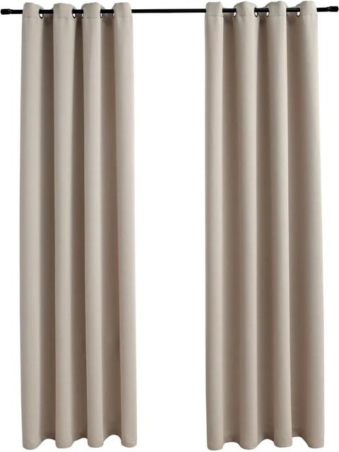vidaXL Verdunkelungsvorhänge mit Metallösen, 2 Stück, Beige, Breite: 140 cm, Höhe: 175 cm - Bild 1