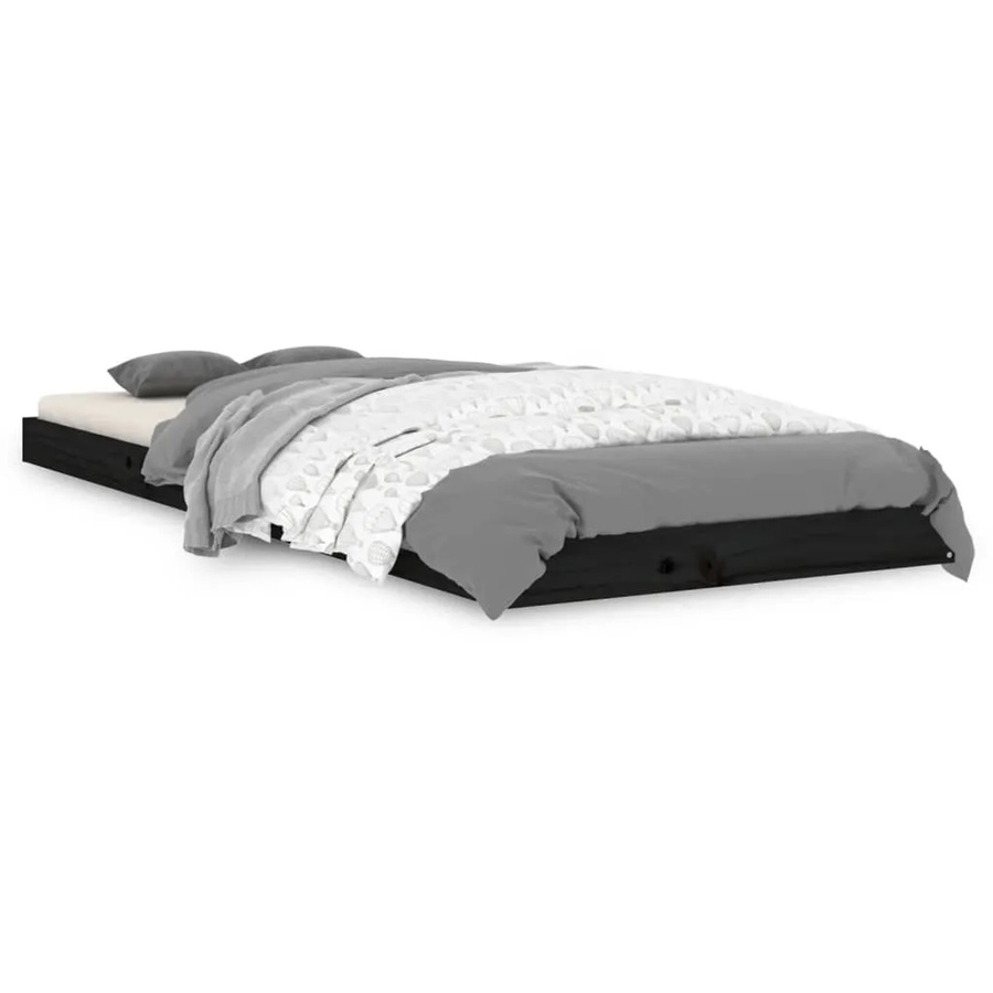 vidaXL Massivholzbett aus Kiefer in Schwarz, B/T/H: 75 x 193,5 x 79 cm - Bild 2