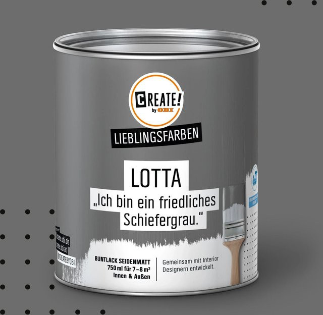 CREATE! by OBI Lieblingsfarben Buntlack Lotta Schiefergrau seidenmatt 750ml - Bild 1