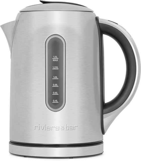 Riviera & Bar MILA Wasserkocher aus Edelstahl in Silber mit Warmhaltefunktion und Kalkfilter - Bild 1