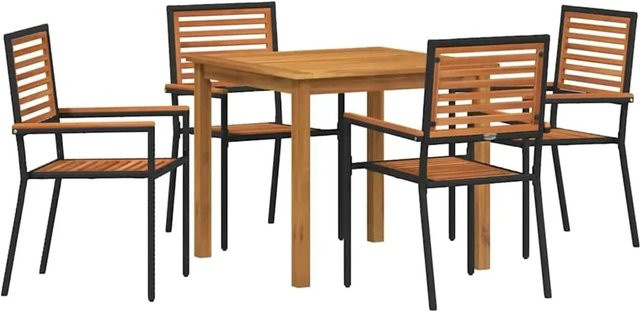 vidaXL Garten Essgruppe aus Poly-Rattan und Stahl in Schwarz, 5-teilig - Bild 1