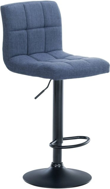 DELUKE Barhocker MADRID mit Lehne, Blau/Schwarz, Stoff und Metall, 360 Grad drehbar - Bild 1