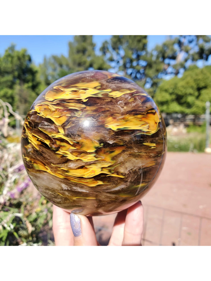 CrystalHola Tigerfell Schmuckkugel aus gelbem Quarz als Dekorationsobjekt - Bild 5