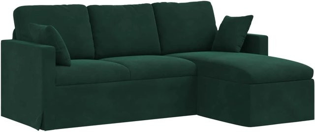 vidaXL Ecksofa in Dunkelgrün aus Samt mit Metallrahmen, B/T/H: 198 x 134 x 80 cm - Bild 1