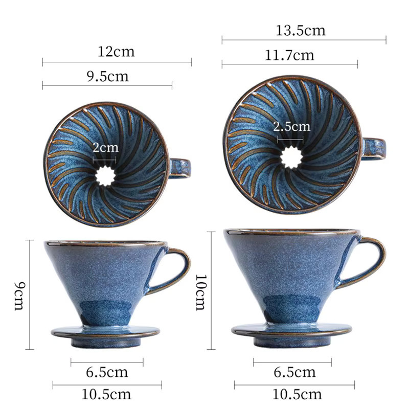 YWDL Keramik-Kaffeefilterbecher in Blau, Wiederverwendbarer V-Form Trichterfilter für Kaffee - Bild 6