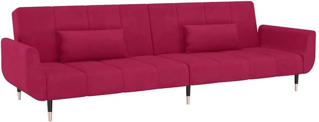 vidaXL Schlafsofa 2-Sitzer Click-Clack mit 2 Kissen in Weinrot aus Samt und Holz/Metall - Bild 1