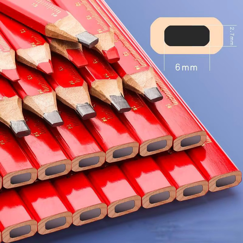JOMPENS Professioneller HB Holzbleistift mit Millimeter-Skala und rutschfestem Achteck-Design in Schwarz und Rot - Bild 5