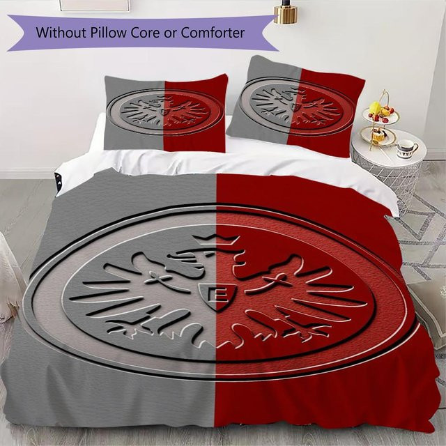 Eintracht Frankfurt Muster Bettwäsche Steppset On My Love Home in Grau und Rot, B/H: 140 x 200 cm - Bild 1