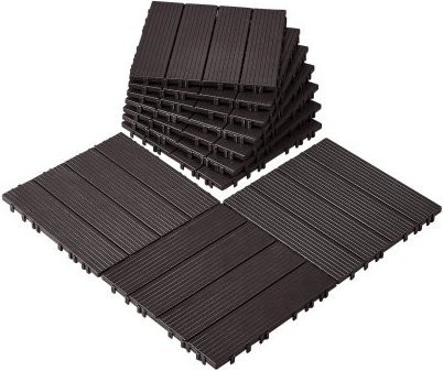 VEVOR Terrassenfliesen 10er-Set aus Kunststoff in Braun, wasserdichte Klickfliesen für den Außenbereich, B/B: 30 x 30 cm - Bild 1