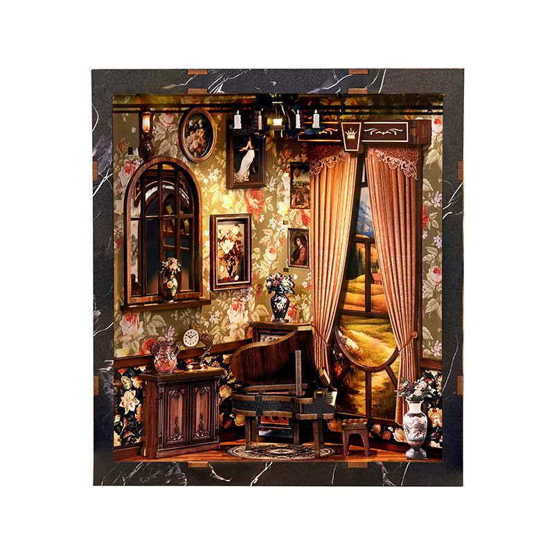 ELEVEN-CUTE DIY Holz Buch Nook Regal Einsatz Kit Europäische Melodie Box Miniatur Modell Kit als Geschenk - Bild 3