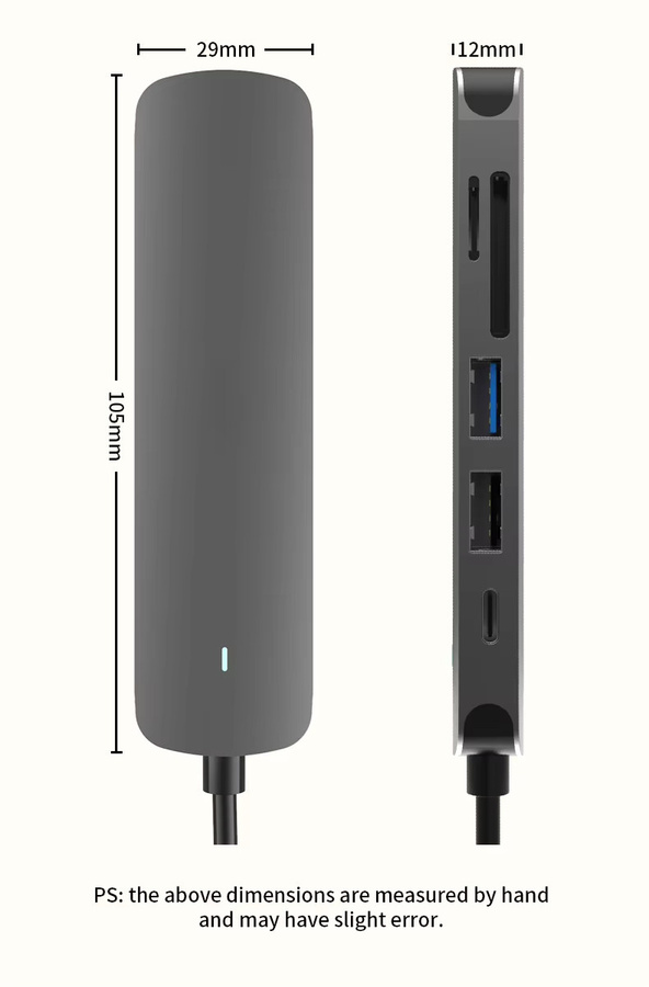 Basix USB C Hub Dockingstation in Grau mit HDMI und Ethernet für MacBook Air und iPad M1 M2 - Bild 4