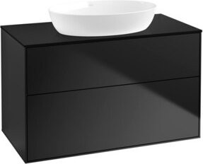 V&B Waschtischunterschrank Finion mit Wandbeleuchtung in Blau lackiert, B: 100 cm, H: 50,1 cm - Bild 1