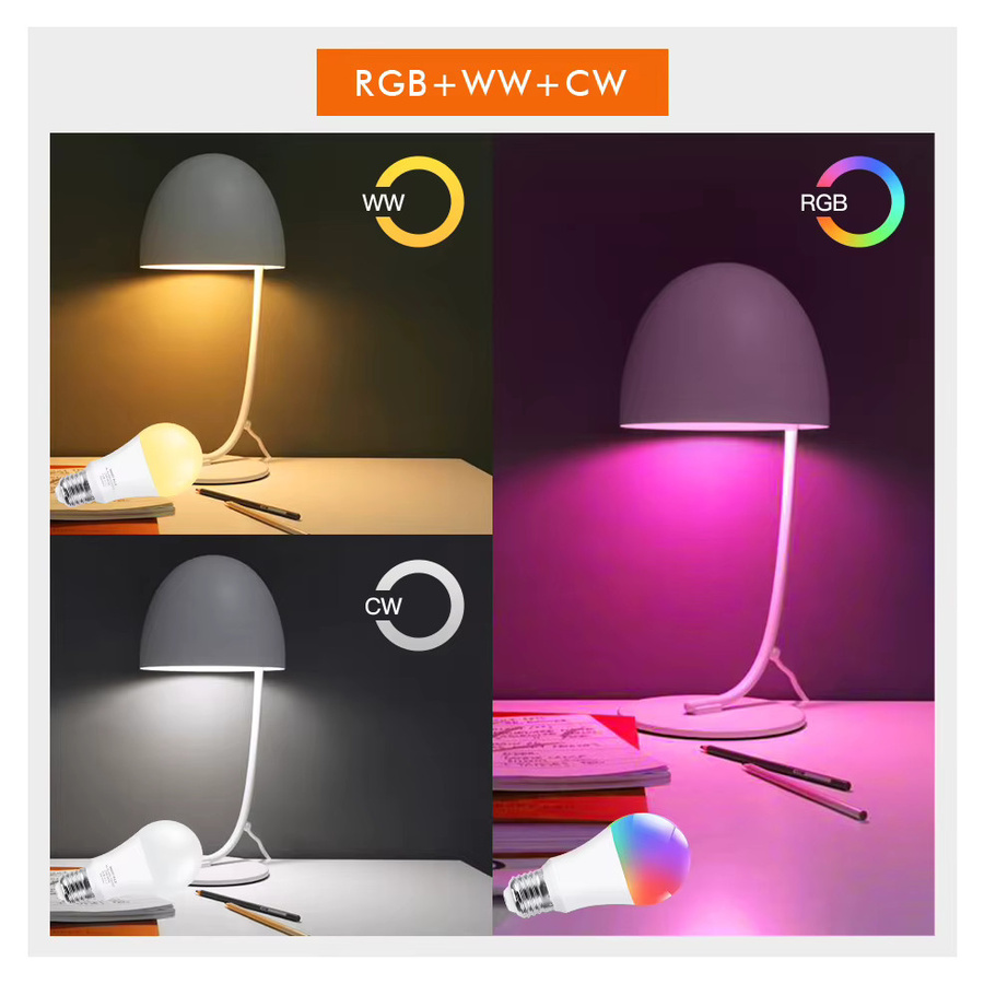 Tuya Smart LED Glühbirne E27 RGB mit WLAN und Bluetooth, kompatibel mit Alexa und Google Assistent, Multicolour - Bild 2