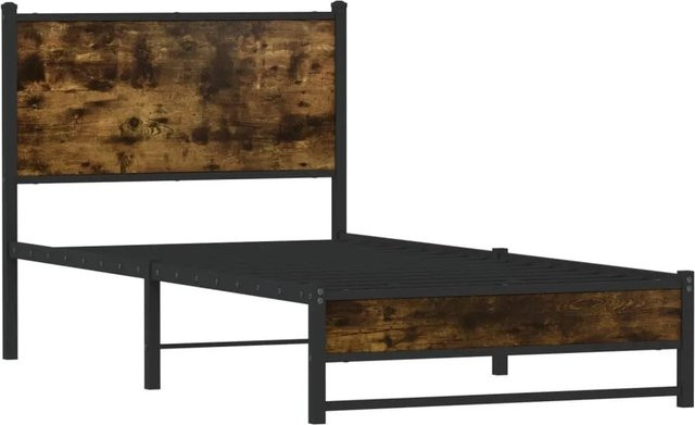 vidaXL Metallbett in Räuchereiche, Farbe Braun, B/T/H: 100 x 200 x 105 cm - Bild 1