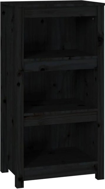 vidaXL Bücherregal aus Massivholz Kiefer in Schwarz, modern und wandmontierbar, B/T/H: 50 x 35 x 97 cm - Bild 1