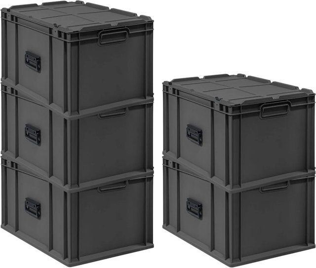 PROREGAL Supersparset 5x Eurobox Nextgen Portable Transportbehälter Schwarz, H x B x T: 33,5 x 40 x 60 cm, 65 Liter pro Box - Bild 1