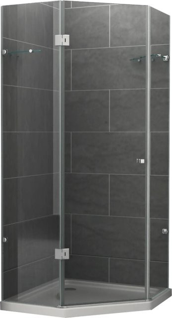 Dein Bau Projekt Duschkabine 5-Eck aus Klarglas mit Easy-Clean-Beschichtung, DIN Links, B: 90 cm, H: 190 cm, T: 90 cm - Bild 1