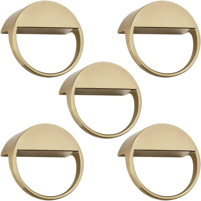 SO-TECH Möbelgriffe ZEN BA Set aus Zink, 5 Stück, Gold Matt Gebürstet, Durchmesser: 32 mm, Höhe: 59 mm - Bild 1
