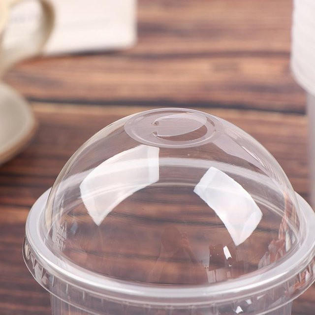 Bestbags Einweg-Mousse-Kuchenbecher mit Deckel aus Kunststoff, 50 Stück, transparent/grau, 360 ml - Bild 1