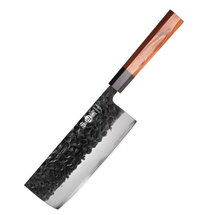 YIZEMA 7-Zoll Nakiri-Messer aus dreischichtigem Verbundstahl und Edelstahl in Silber mit Holzgriff - Bild 6