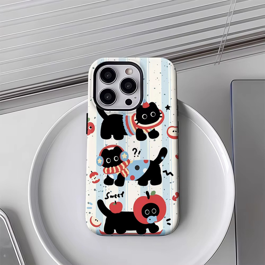 Potdemiel Handyhülle mit schwarzem Katzenmotiv für iPhone 17 16 15 14 13 Pro Max Plus, magnetisch und robust in Schwarz und Multicolour - Bild 3