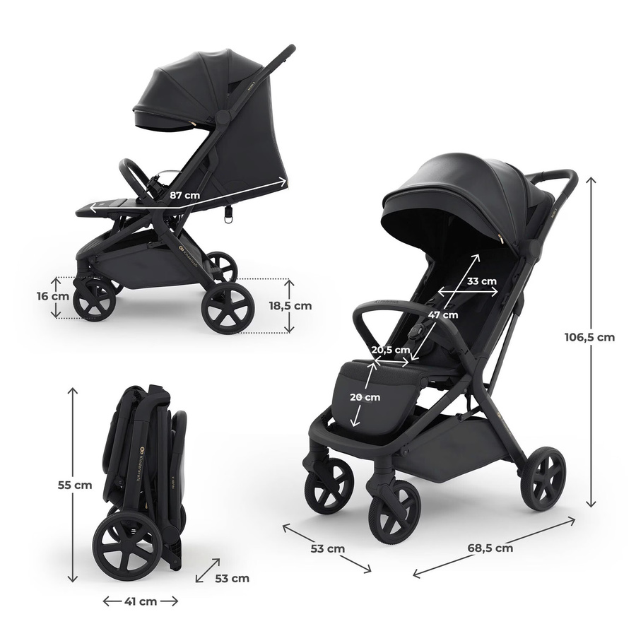 Kinderkraft Buggy NUBI 3 City Flat in Schwarz mit Schwenkrädern und faltbarem Gestell aus Aluminium und Stahl - Bild 2