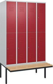 C+P Doppelstock-Spind Classic PLUS Sitzbank mit 4 Abteilen, Buche-Hartholz, B/T/H: 212 x 120 x 81,5 cm - Bild 1