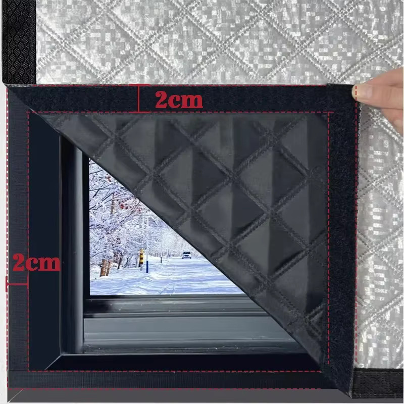 Winddichter und thermoisolierender Verdunkelungsvorhang aus Polyester, Schwarz, Breite: 90,0 cm, Höhe: 60,0 cm - Bild 3