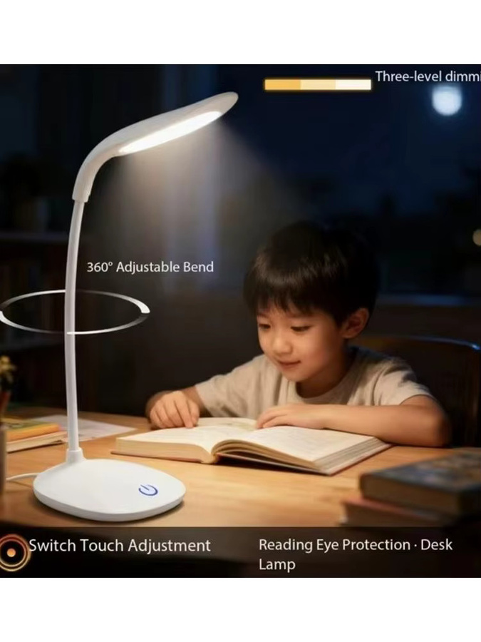 KAFNHCKA LED Schreibtischleuchte mit Touch-Dimmfunktion und USB-Ladefunktion in Weiß - Bild 5