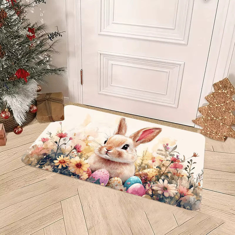 VIKAMA Osterhase-Eier-Teppich, bunt, rechteckig, maschinenwaschbar - Bild 3