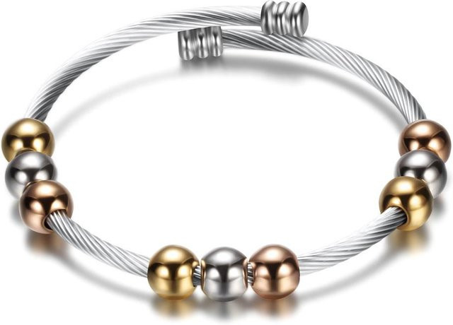 Wucifang Jewelry Armband, Titanstahl, dreifarbige Perlen, Unisex - Bild 1