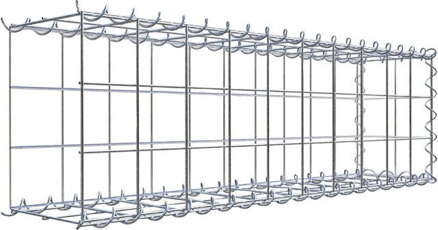 Gabiona Gabione-Anbaukorb Typ 2 aus Stahl, silbergrau, B/T/H: 100 x 30 x 20 cm, Maschenweite: 10 x 10 cm - Bild 1