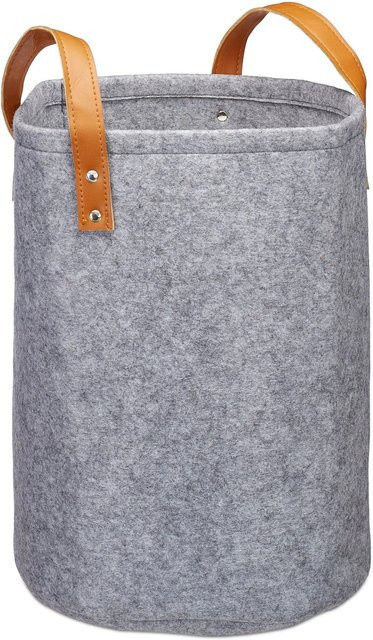 Relaxdays Wäschekorb aus Filz in Anthrazit, tragbar und faltbar, Breite: 45 cm, Tiefe: 30 cm - Bild 1