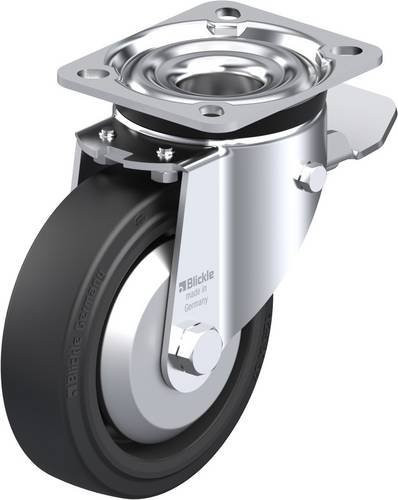 Blickle Lenkrolle LK-POEV 125KA-1-ST-FA mit Feststeller in Schwarz und Silber, Rad-Durchmesser: 125 mm, Tragfähigkeit: 250 kg - Bild 1