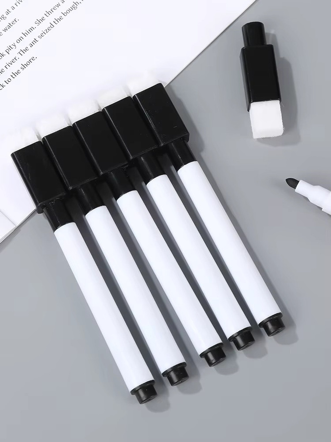 Magnetische Whiteboard-Marker mit integriertem Radiergummi und Bullet-Spitze in Weiß - Bild 5