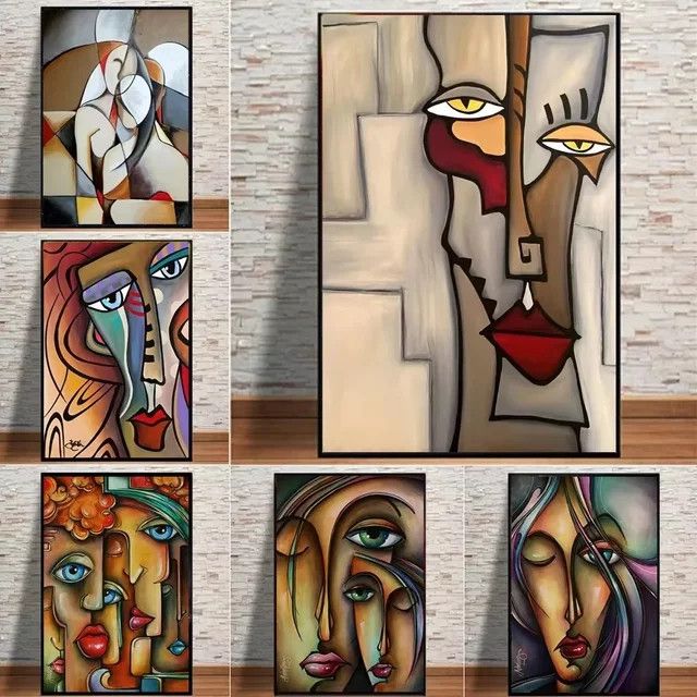 Picasso abstraktes Porträt Ölgemälde als Leinwanddruck in Multicolor für deine Wandgestaltung - Bild 1