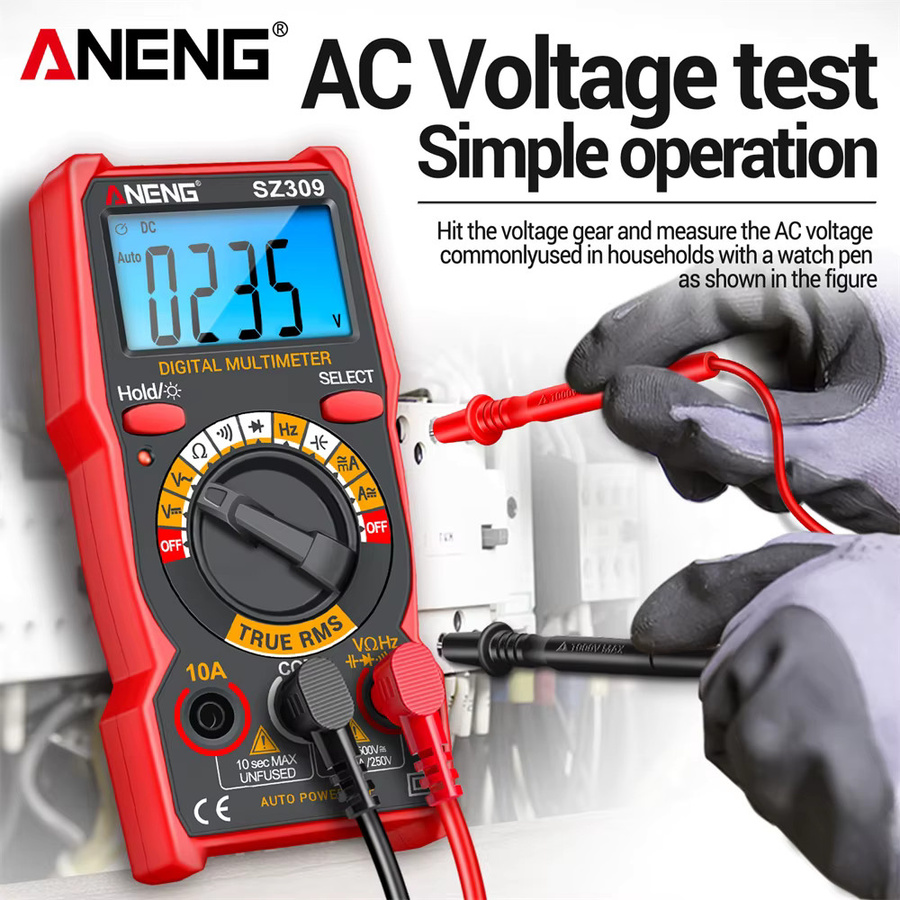 ANENG SZ309 Digitales Multimeter Professioneller Tester Spannungs- und Strommessgerät mit Hintergrundbeleuchtung in Rot - Bild 3