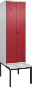 C+P PSA Doppel-Spind Classic PLUS Sitzbank mit 2 Abteilen und Sicherheits-Drehriegel, Kunststoff-Sitzfläche, B/T/H: 212,0 x 60,0 x 81,5 cm - Bild 1