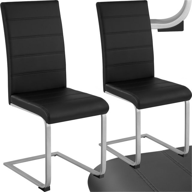tectake Set Schwingstühle Bettina, 2er Set, Schwarz, Kunstleder, Stahlgestell, B/T/H: 41 x 52 x 99 cm - Bild 1