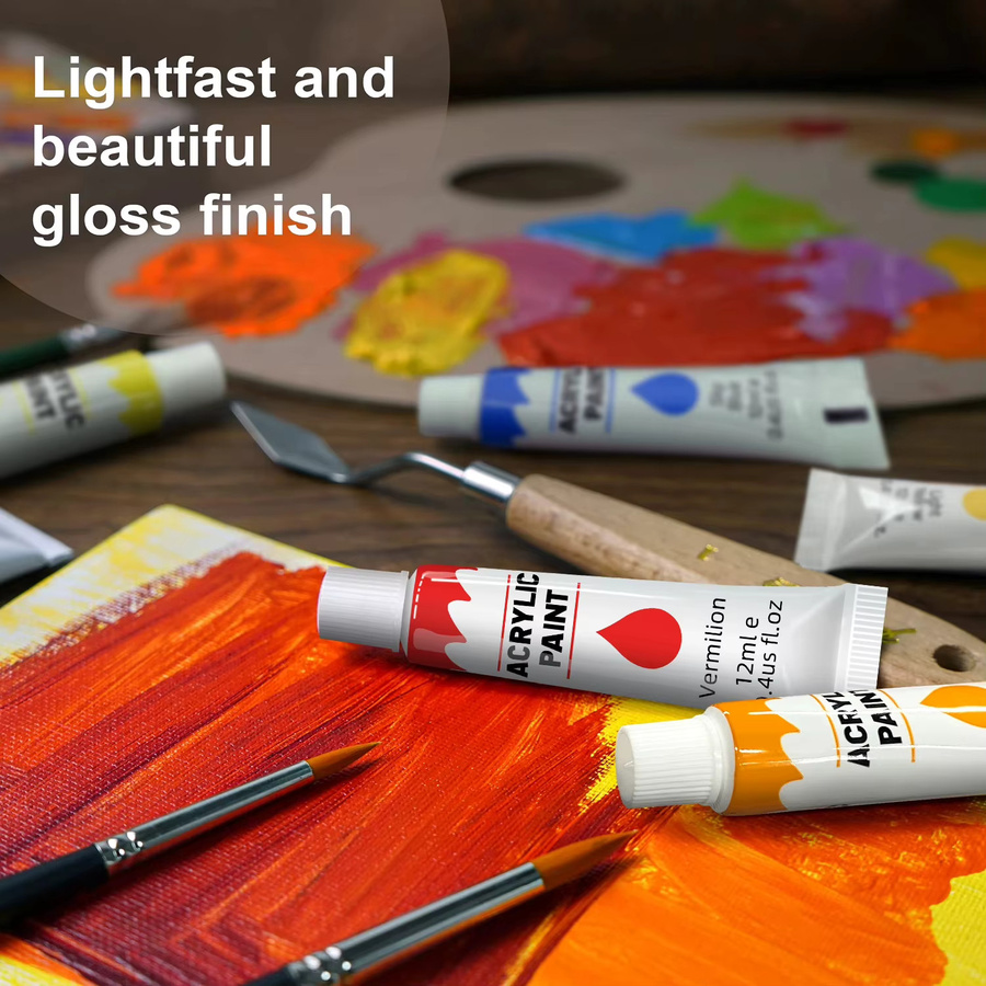Acrylfarben-Set mit 12 Farben in Multicolour, 12 ml pro Tube, ungiftiges Kunst-Malset für Holz, Leinwand, Stoff, Stein und Glas - Bild 6