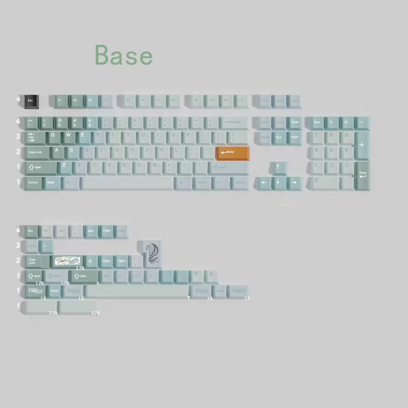 MW Fyrefly Theme Tastenkappen Set aus PBT mit 5-seitigem Dye-Sub-Verfahren im Kirschprofil für MX Switches und Alice-Layout inklusive geteilter Leertaste - Bild 1