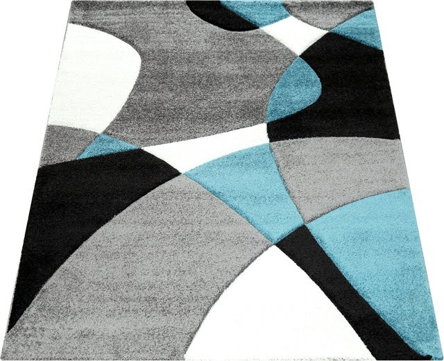 Moderner Teppich Diamora in Türkis mit geometrischem High-Low-Effekt, B: 160 cm, T: 230 cm - Bild 1
