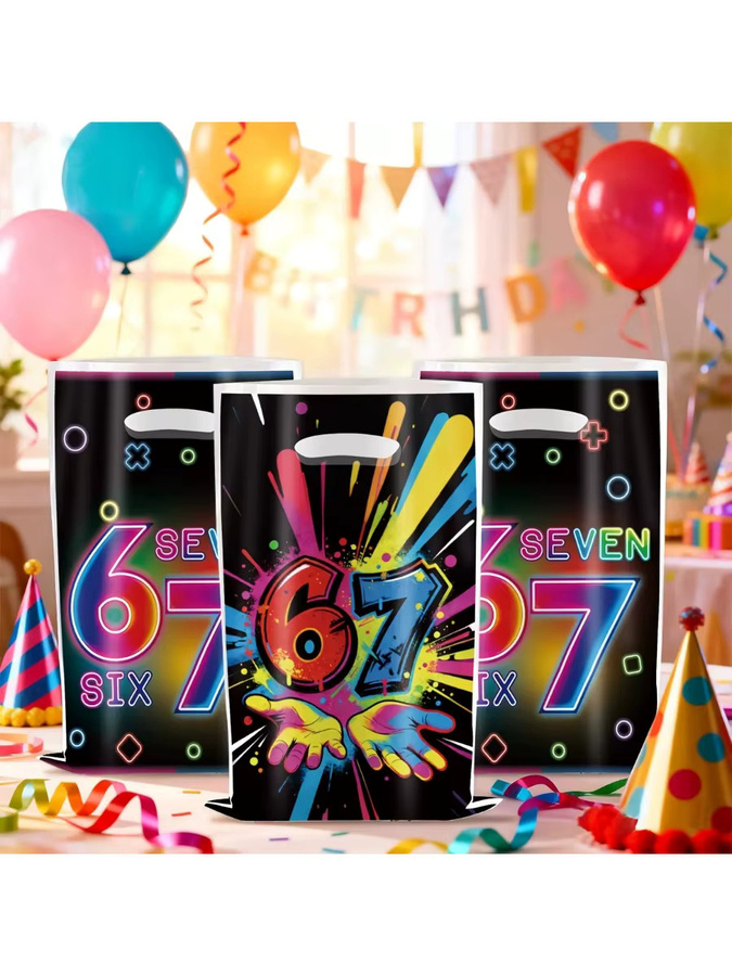 Color Focus Fluoreszierende Linien Geschenktüten aus Papier für Party und Geburtstag, Mehrfarbig - Bild 5