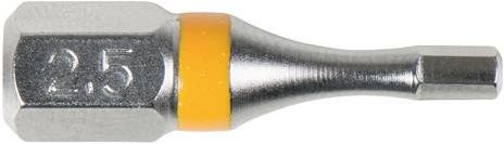KS Tools TORSIONpower Sechskant-Bit mit 1/4 Zoll Antrieb und 2,5 mm Abtrieb, 25 mm Länge, Silber - Bild 1