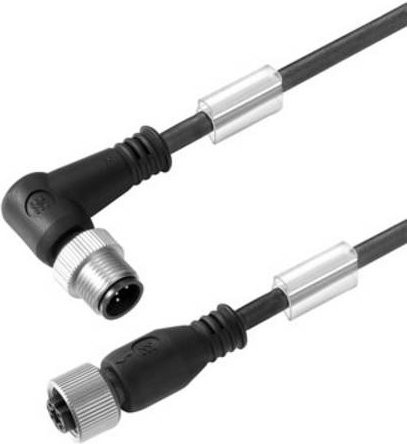 Weidmüller Sensor-Aktor-Steckverbinder M12 Stecker gewinkelt und Buchse gerade, schwarz, 5,00 m Länge - Bild 1