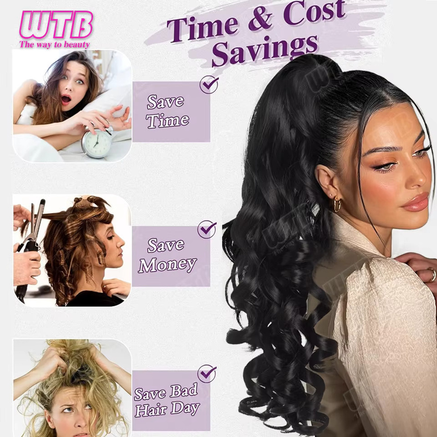 WTB Pferdeschwanz-Perücke, römische Locken, schwarz, 50 cm, Damen - Bild 2