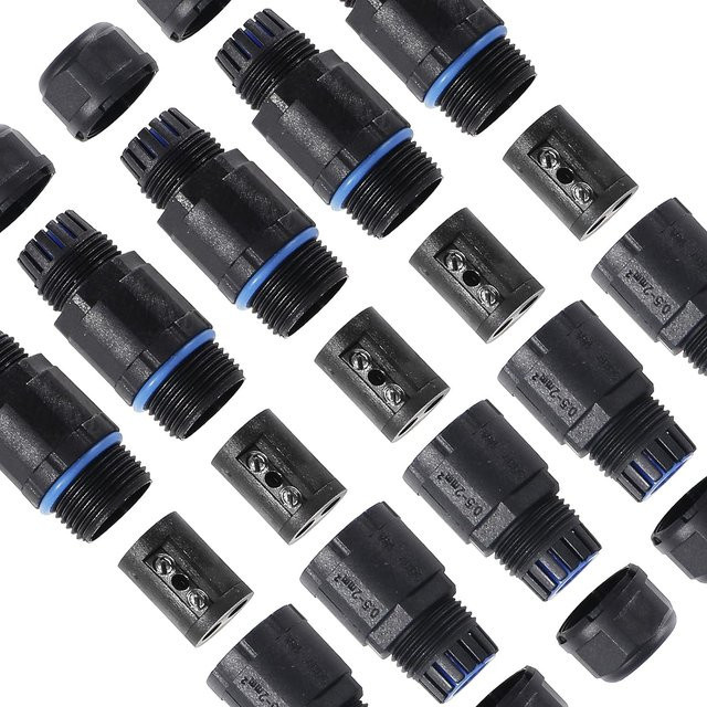 AOKIN 10er Set IP68 2Pin Wasserdichte Gerade Stecker für elektrische Kabel und Outdoor-Anwendungen in Schwarz - Bild 1