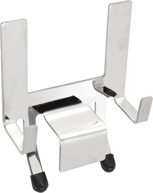 OutsideWorld Crock Pot Deckelhalter aus Edelstahl mit rutschfestem Silikonpad in Silber und Weiß - Bild 1