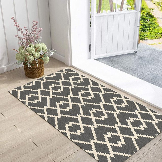 Lodestar Vintage Eingangsbodenmatte aus Polyester, rutschfeste Willkommensmatte für Innen und Außen, Grau, B/T: 80 x 50 cm - Bild 1